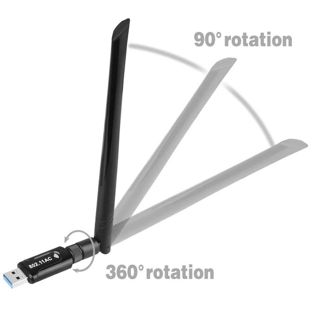 Realtek RTL8812BU USB Wireless Adapter 1200 Mbps with 5 dBi Antenna Dual Band AC1200 WiFi Dongle IEEE 802.11 a b g n ac for Laptop Desktop USB 3.0 Network Adapter Support Windows 10 Mac