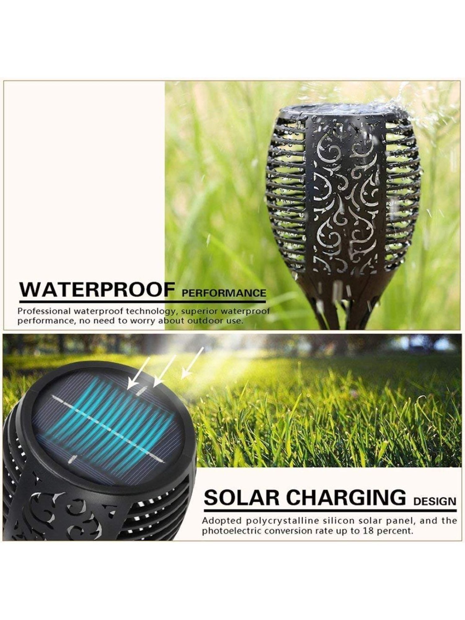 XERGY Solar Lights Dancing Fire Decoration Lighting(Pack of 4) (Black)