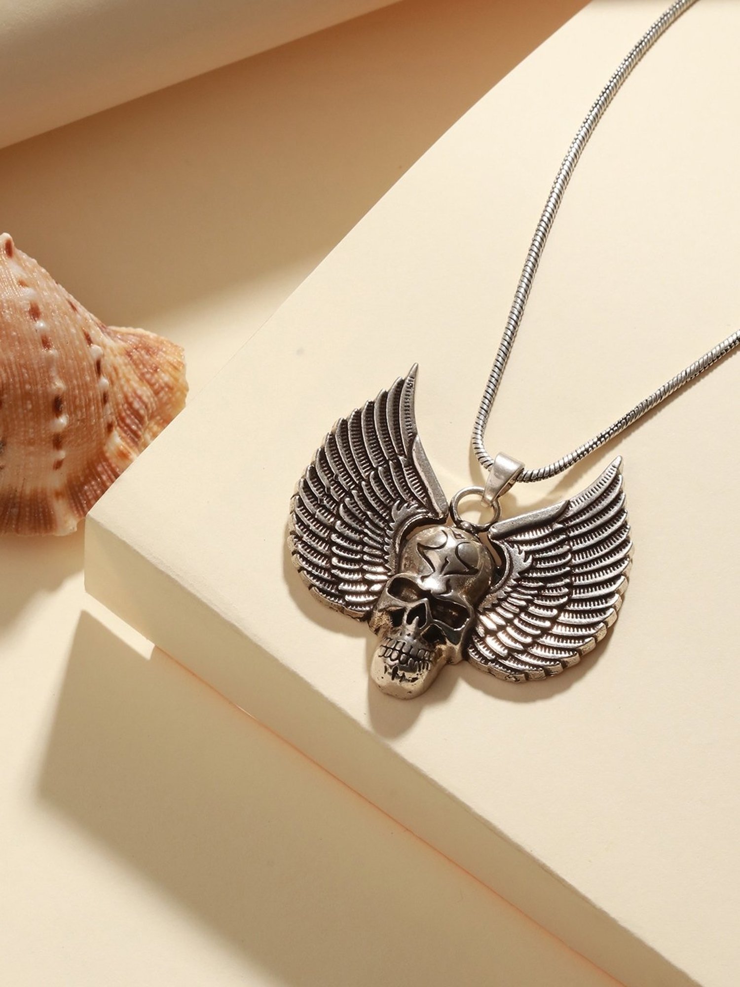 Bold by Priyaasi Skull Got Wings Black Casual Pendant With Chain for Men