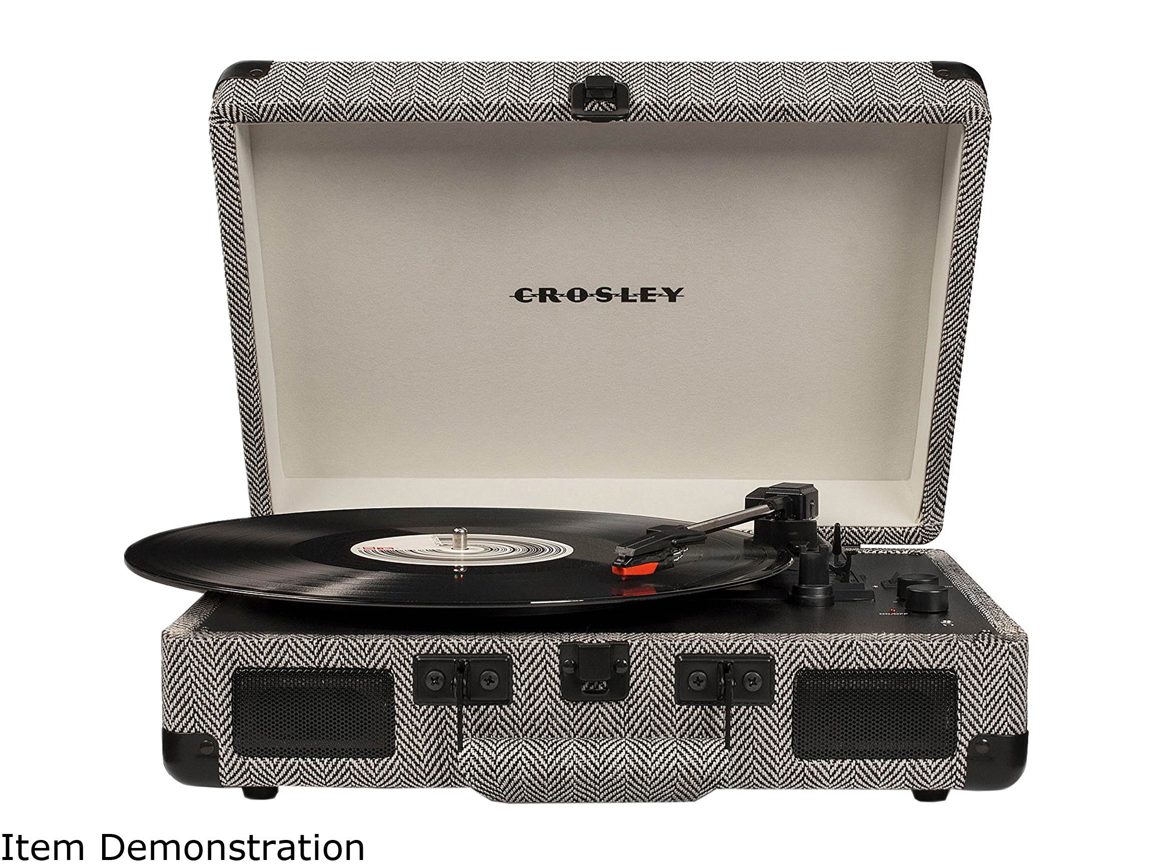 Crosley Cruiser Deluxe Portable Bluetooth Turntable, Herringbone, CR8005D-HB