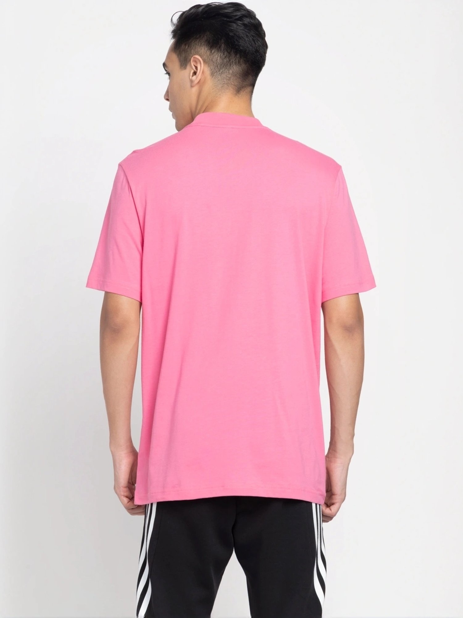 Adidas Pink Cotton Regular Fit Logo Printed T-Shirt