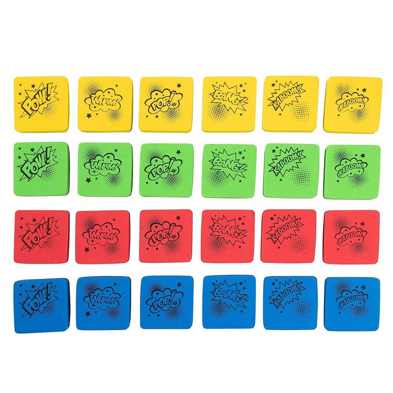 Juvale 24-Pack Magnetic Comic Book Whiteboard Dry Erase Classroom Erasers, 4 Colors, 2 x 2 in