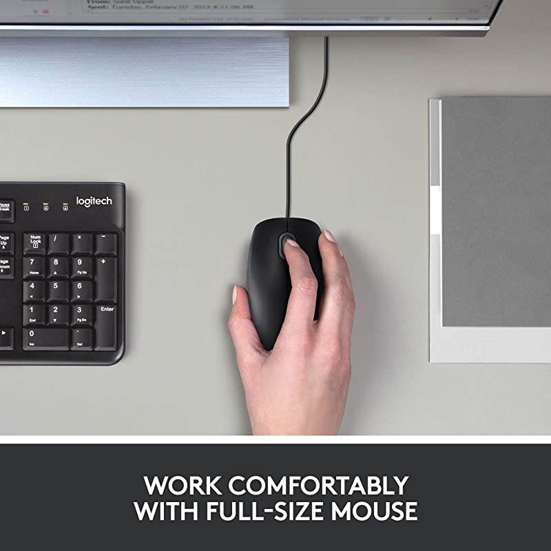 B100 Corded Mouse &ndash; Wired USB Mouse for Computers and laptops, for Right or Left Hand Use, Black