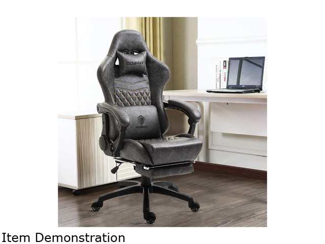 Dowinx Gaming Chair Office Chair PC Chair with Massage Lumbar Support, Racing Style PU Leather High Back Adjustable Swivel Task Chair with Footrest (Black&Red)