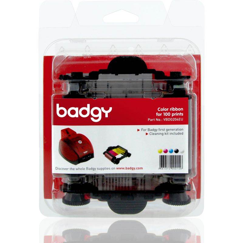 Evolis VBDG204EU Badgy200, 1 X 100 Print Ymcko Ribbon 100 Prints, 1 Cleaning Kit, Compatible With Badgy1