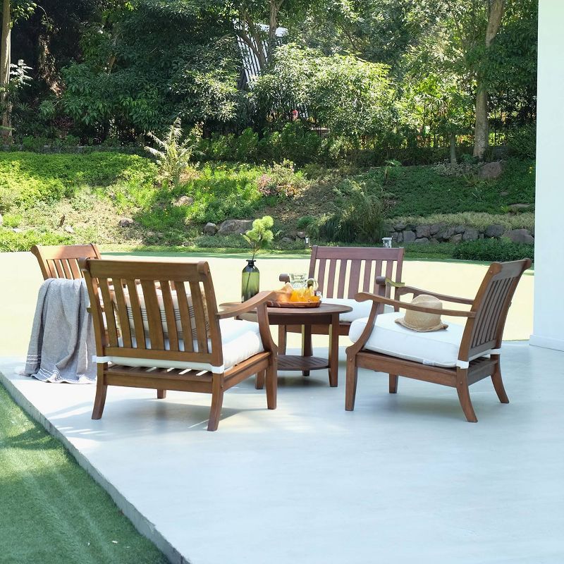 Sopra 5pc Wood Patio Chat Set - Brown - Cambridge Casual
