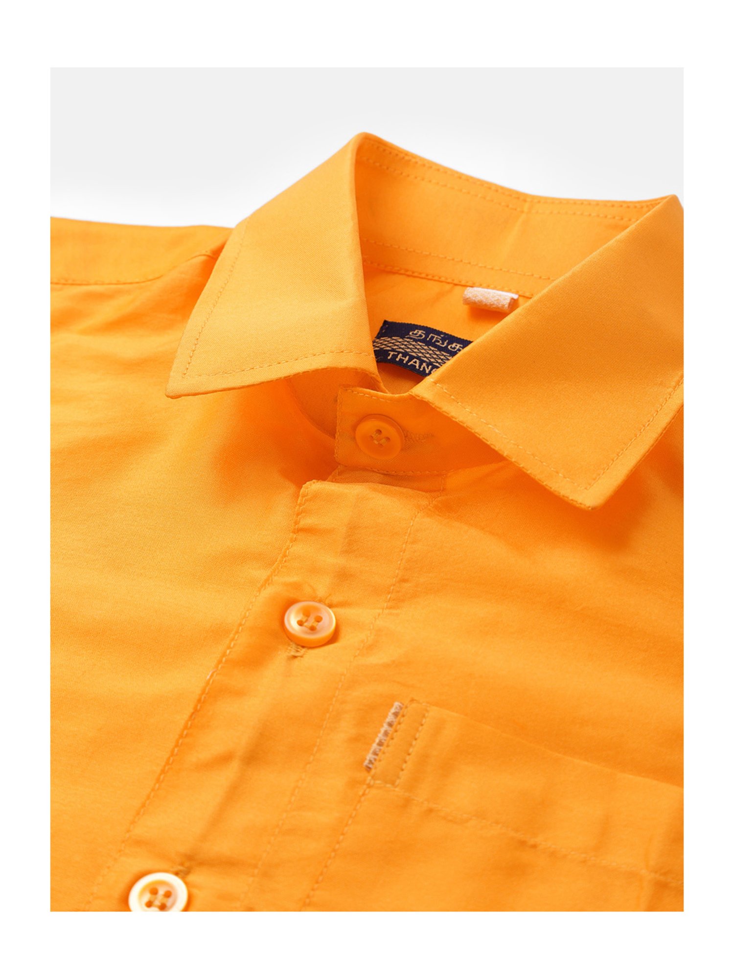 THANGAMAGAN Kids Yellow Solid Shirt