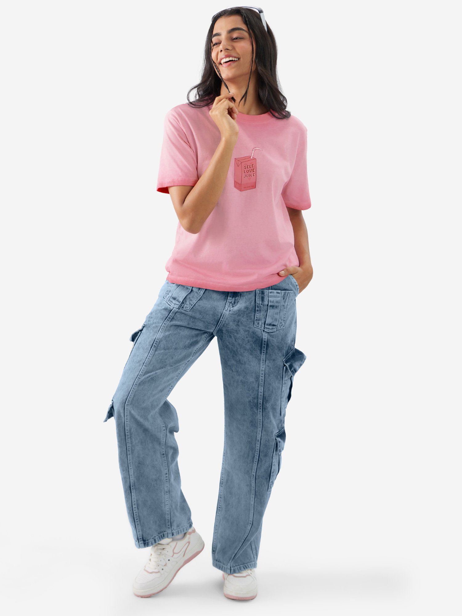 The Souled Store Pink Graphic Print T-Shirt