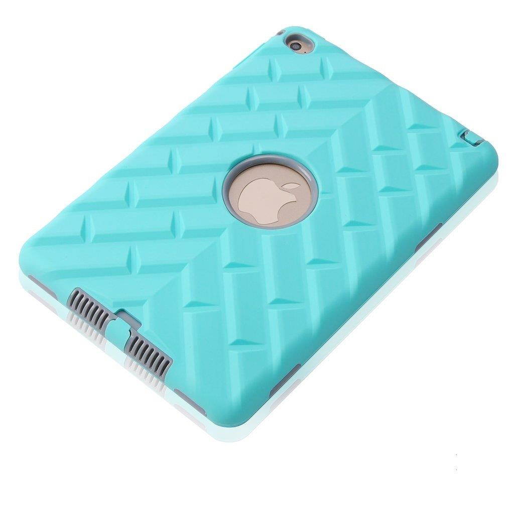 iPad mini 4 Case, iPad A1538/A1550 Case, Hocase Rugged Shockproof Anti-Slip Hybrid Hard Shell+Silicone Rubber Bumper Protective Case for Apple iPad mini 4th Generation 2015 - Teal / Grey