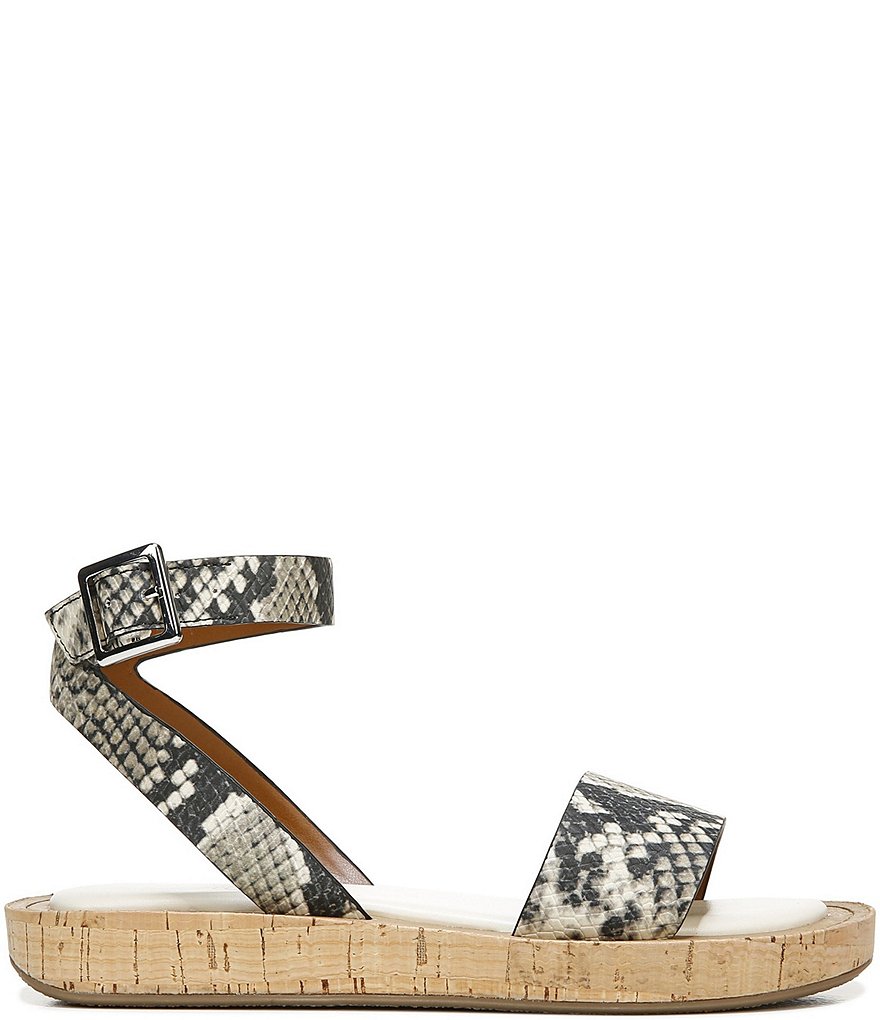 Franco Sarto Eden Snake Print Leather Ankle Strap Sandals