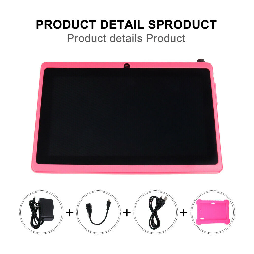 Kids Safe 7" Quad-Core Tablet 512M+8GB WIFI  MID Dual Cameras Kid-Proof Case with US Plug