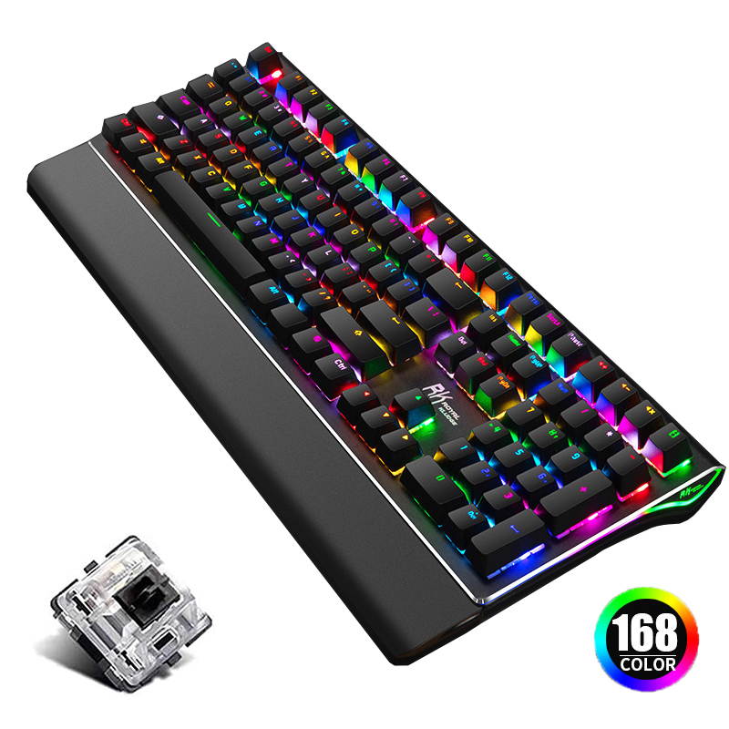 CUUWE RKS108 gaming mechanical keyboard, wired RGB color backlight (black switch), suitable for PC/Mac gamers