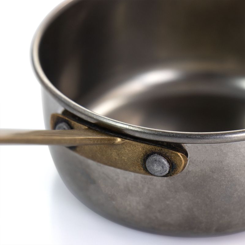 Gibson Home Normandie 3.9 Inch Stainless Steel Mini Saucepan In Silver and Gold