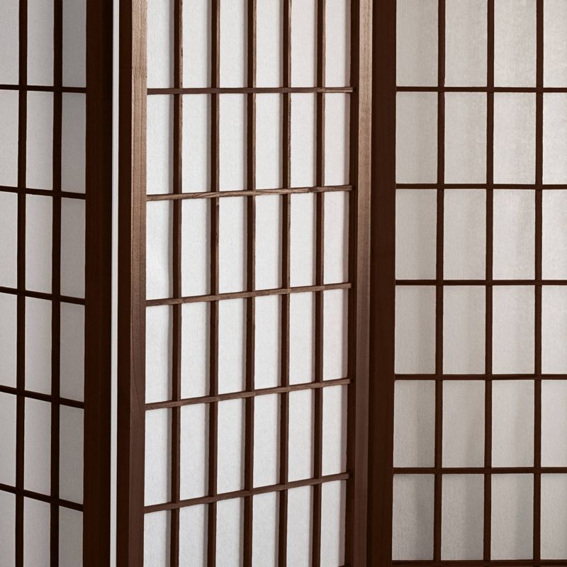 6 ft. Tall Window Pane Shoji Screen - Walnut (6 Panels)