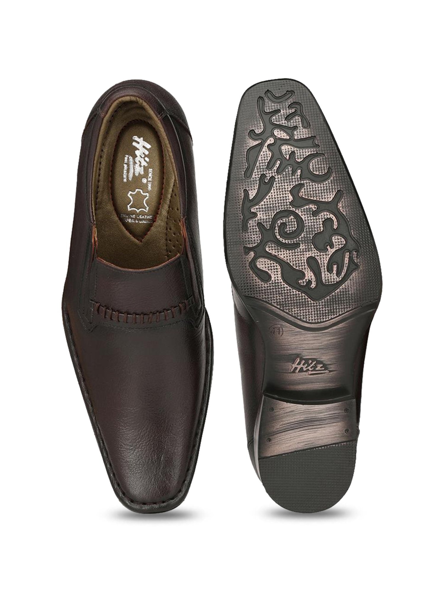 Hitz Men's Brown Formal Slip-ons