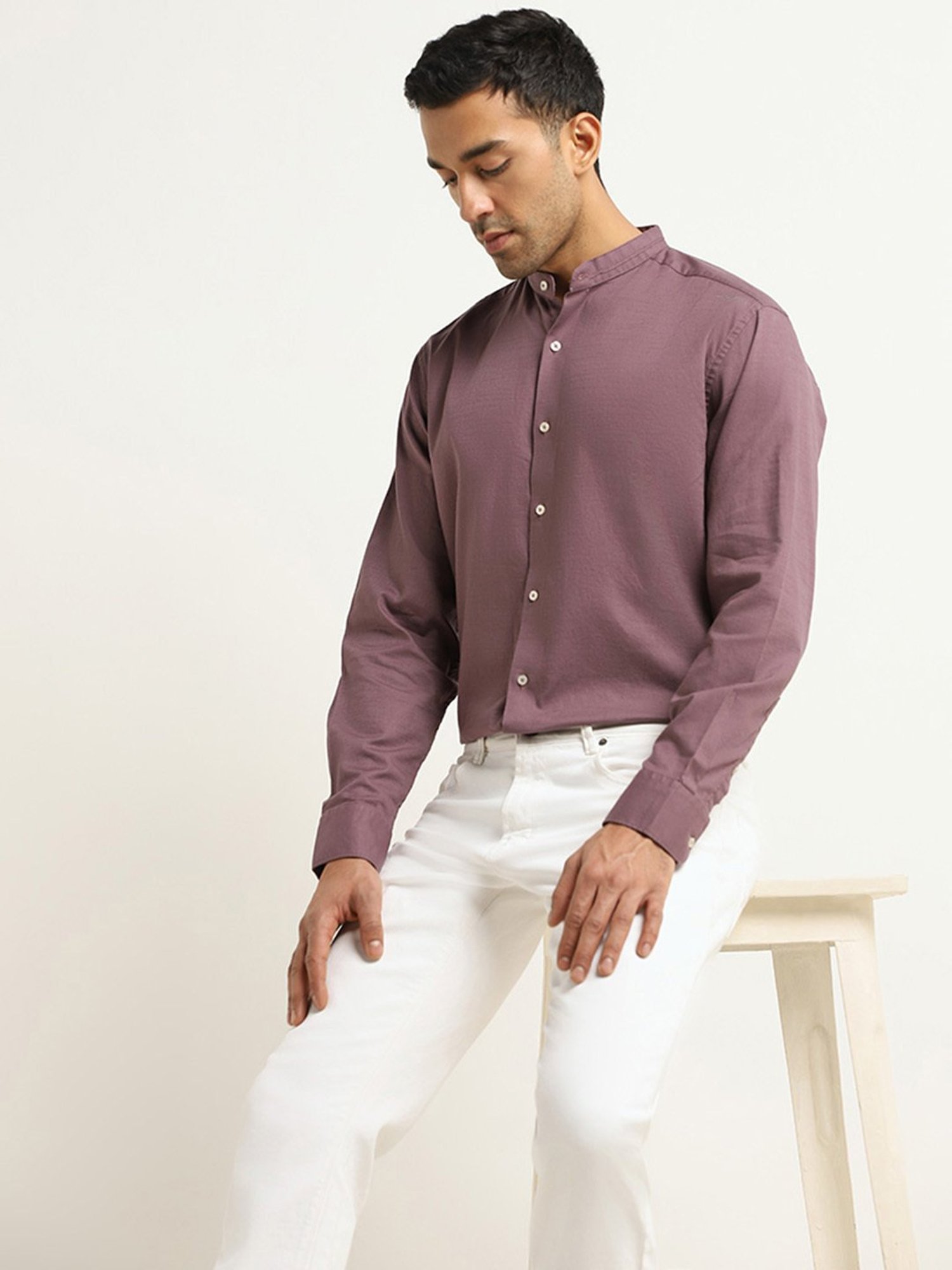 Ascot by Westside Purple Plain Relaxed Fit Shirt