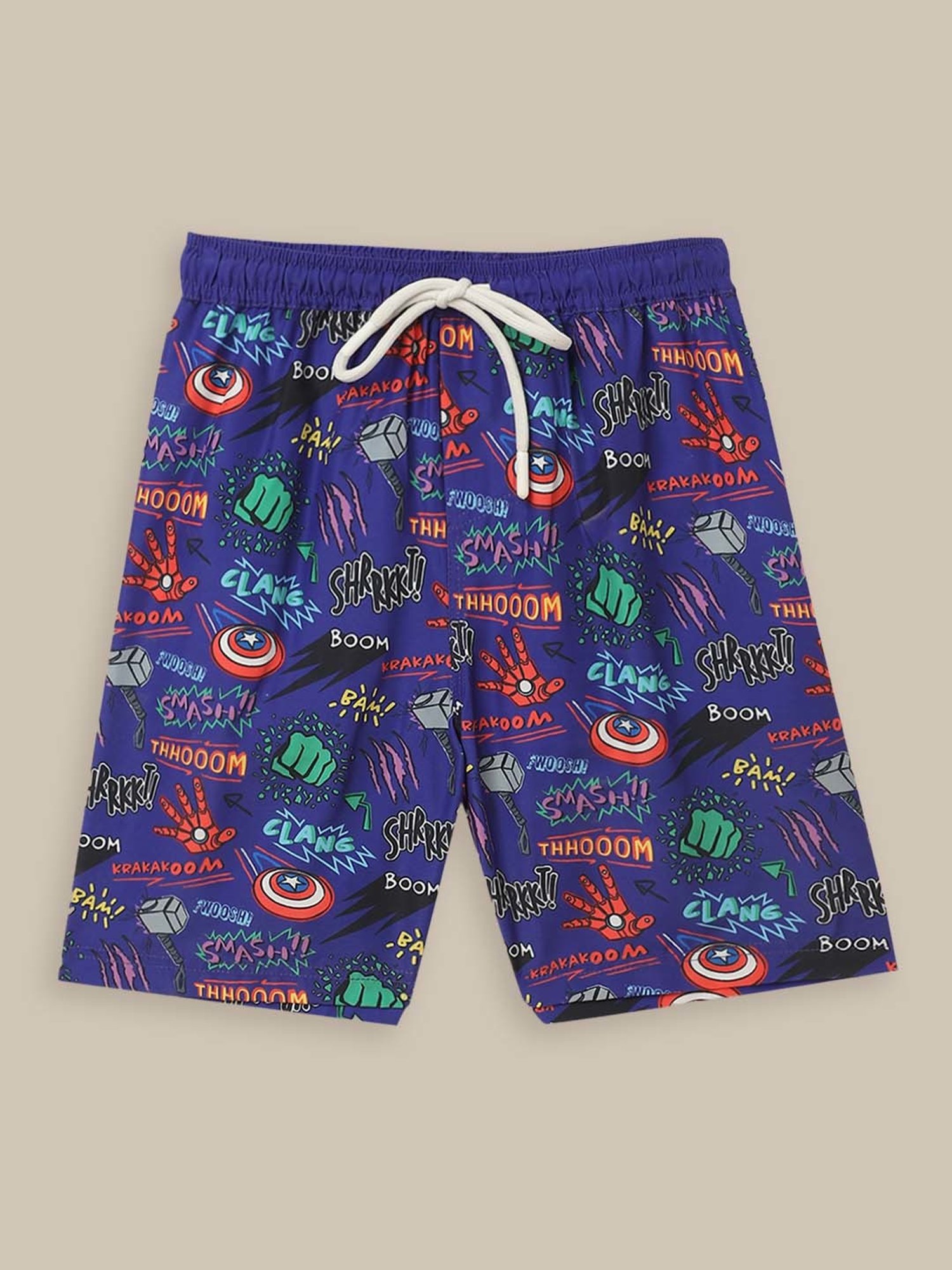 Kidsville Blue & Red Printed Shorts
