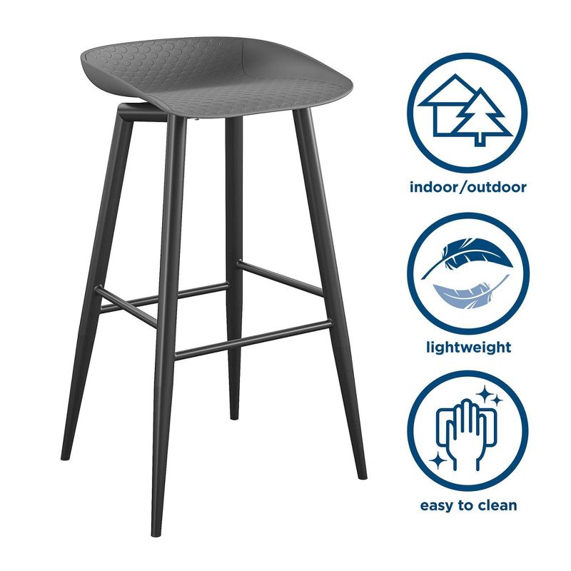 Riley 2pk Indoor/Outdoor Bar Stools - Charcoal - Novogratz