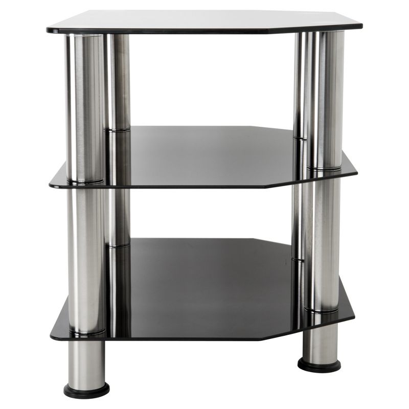 32" TV Stand with Glass Shelves - Silver/Black