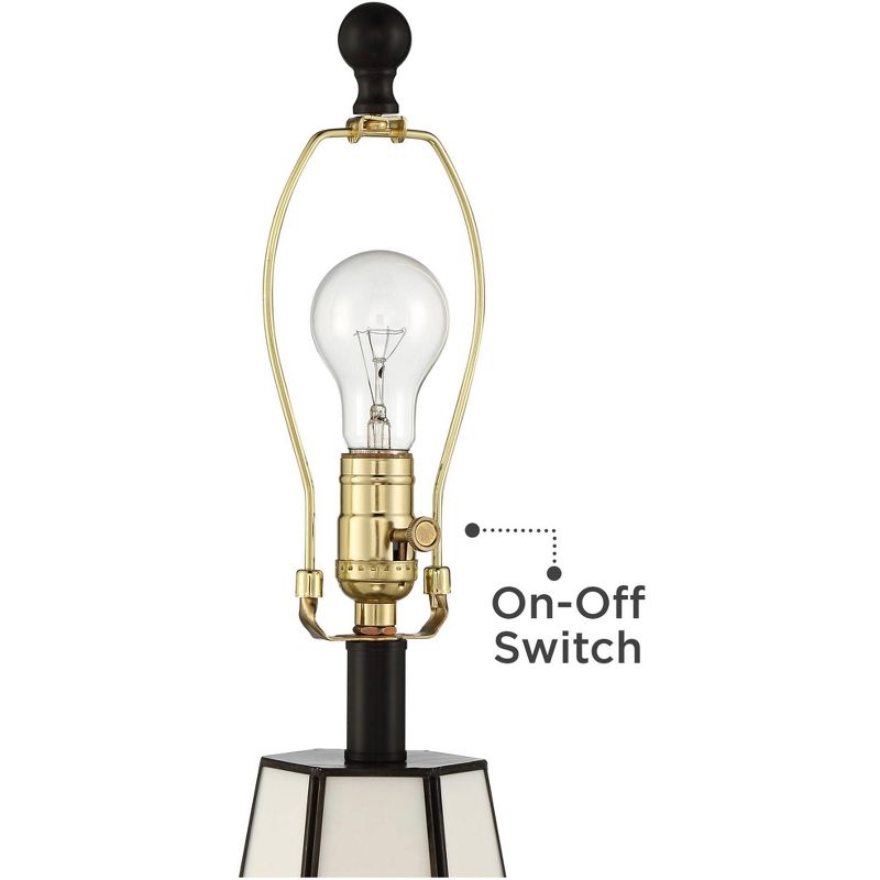 360 Lighting Modern Table Lamps Set of 2 with Night Light Bronze Geometric White Glass Drum Shade Decor Living Room Bedroom House