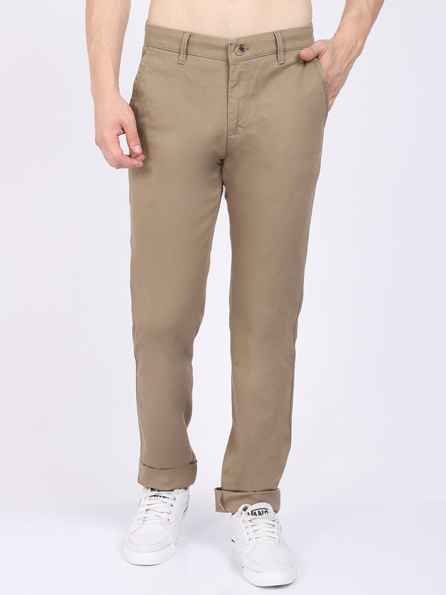 Cantabil Khaki Cotton Regular Fit Chinos