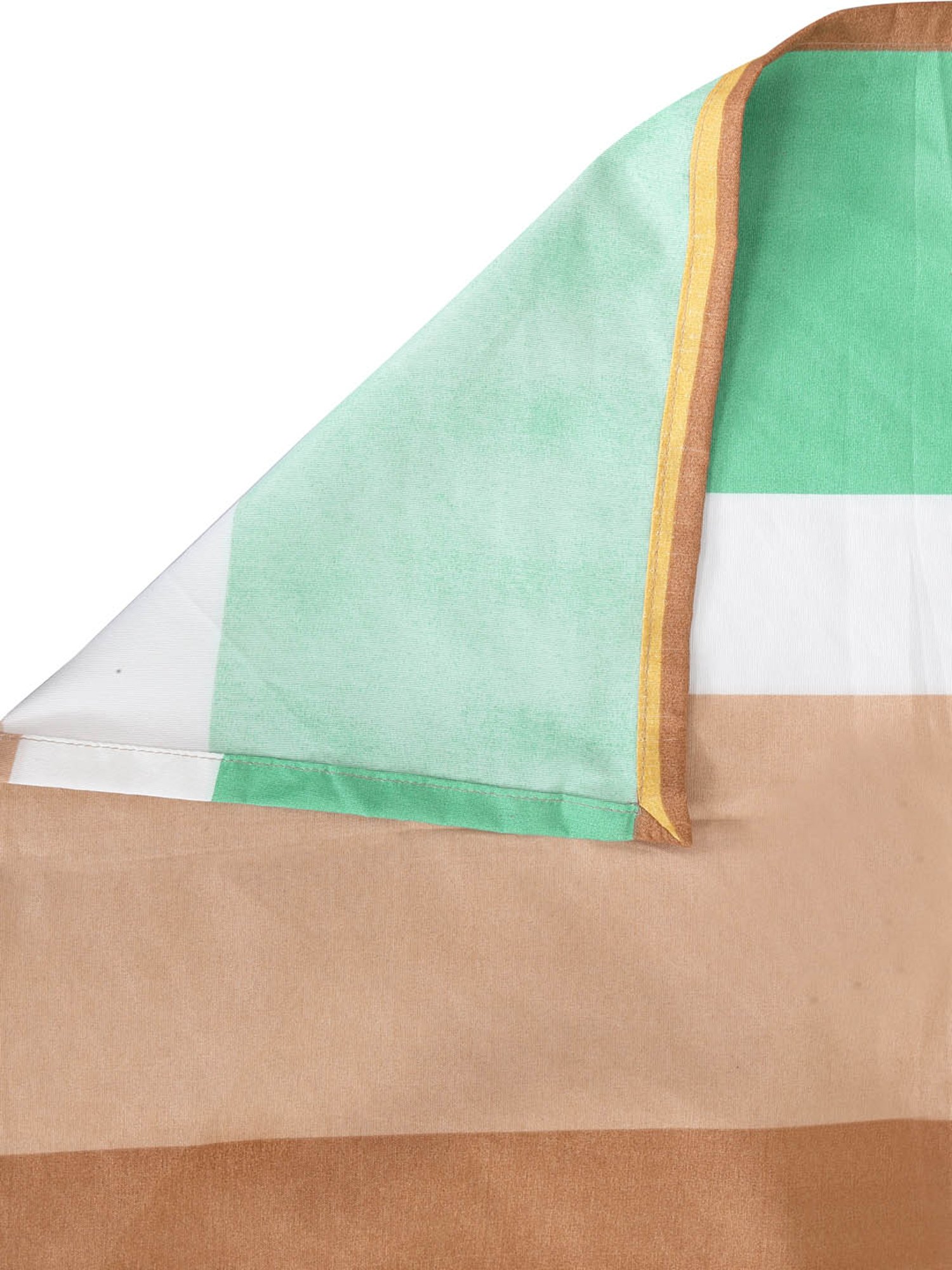 Klotthe Stripes Green & Brown 300 TC Cotton Single Bedsheet with 1 Pillow Cover