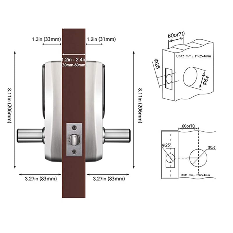 Fingerprint Door Lock, Stainless Steel Keyless Entry Door Lock, Biometric Door Lock, Keyless Door Lock, Keypad Door Lock, Digital Smart Door Lock, Keypad Entry Door Lock(Left-Handle)