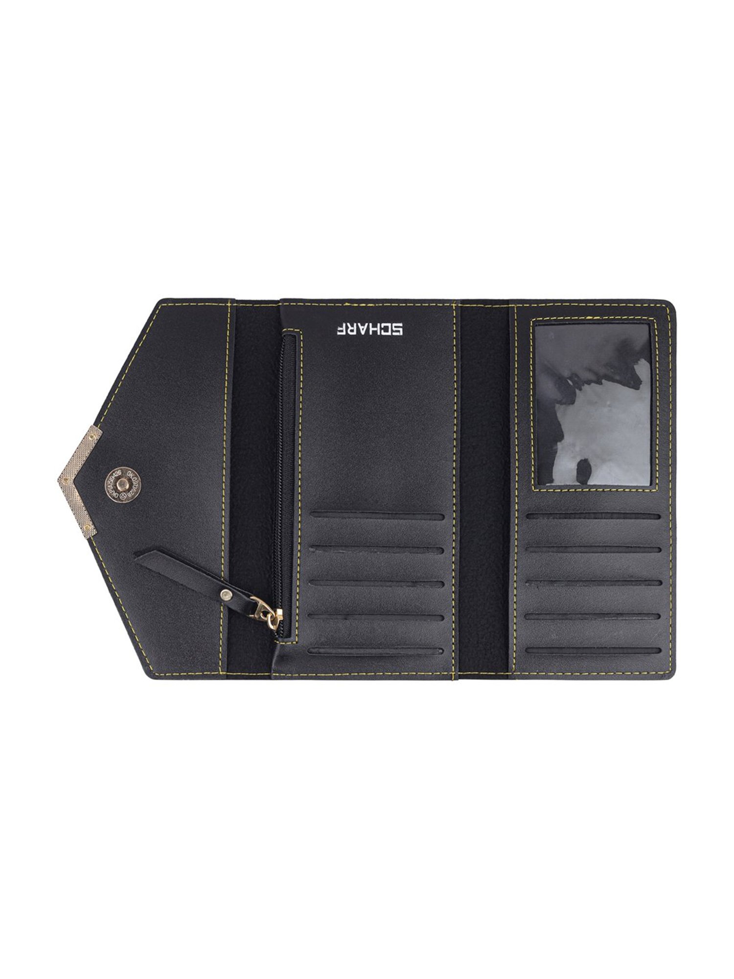 SCHARF Black Solid Bi-Fold Wallet for Women
