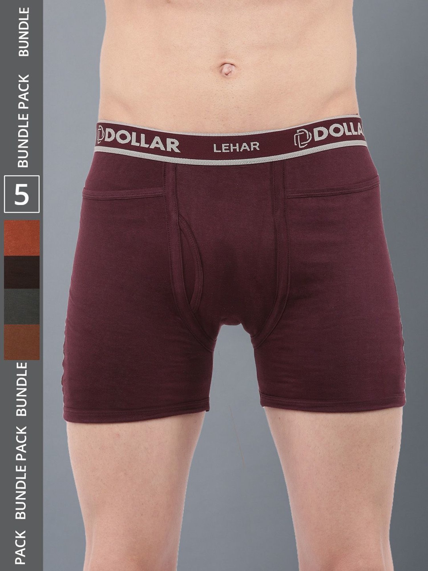 Dollar Lehar Assorted Cotton Regular Fit Trunks - Pack Of 5