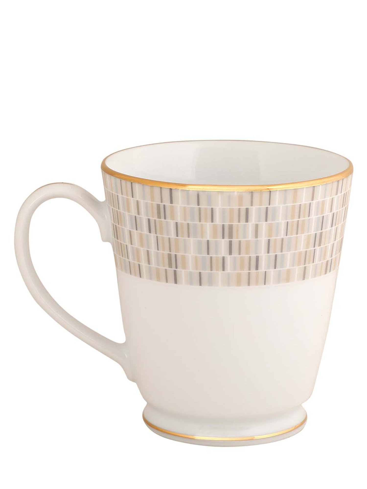 NORITAKE Hearth Off-White & Brown Porcelain Ville De Lumiere Tea Mug (0.37 L) - Set of 2