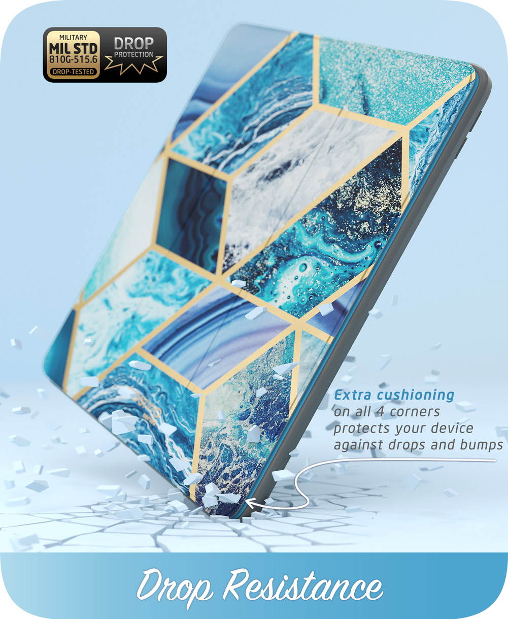 i-Blason Cosmo Case for New iPad 7th Generation, iPad 10.2 2019 Case, Full-Body Trifold with Built-in Screen Protector Protective Smart Cover with Auto Sleep/Wake & Pencil Holder (Blue)