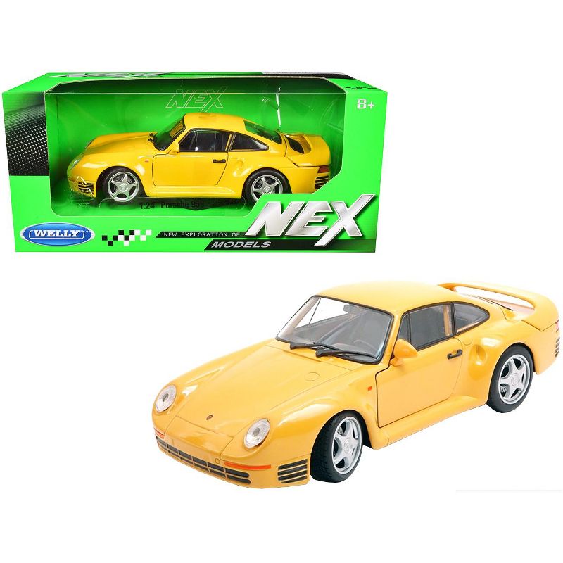 Porsche 959 Yellow with Silver Wheels "NEX Models" 1/24 Diecast Model Car by Welly