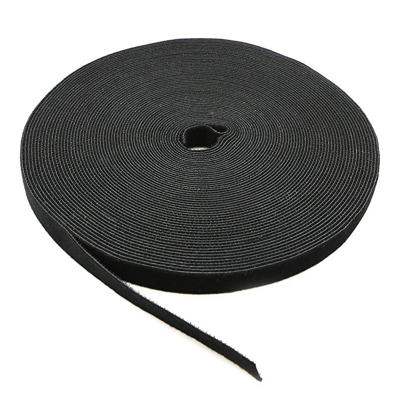 Reusable Fastening Tape Cable Ties 34 Inch Double Side Hook Roll 25 Yard Black