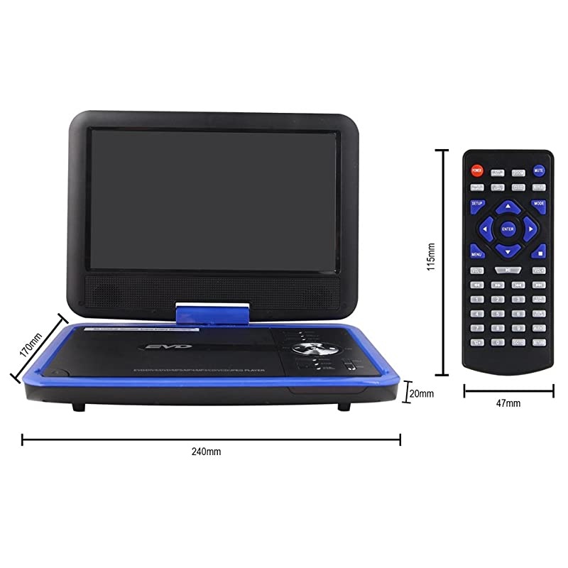 Handheld Portable DVD Player 95 Inch 270 Degree Swivel Screen Support Analog Tv Vcdcdmp3mp4usb Sd Card Slot Card Reader Gamefm Radio with Game Controller and Remote Controller Black