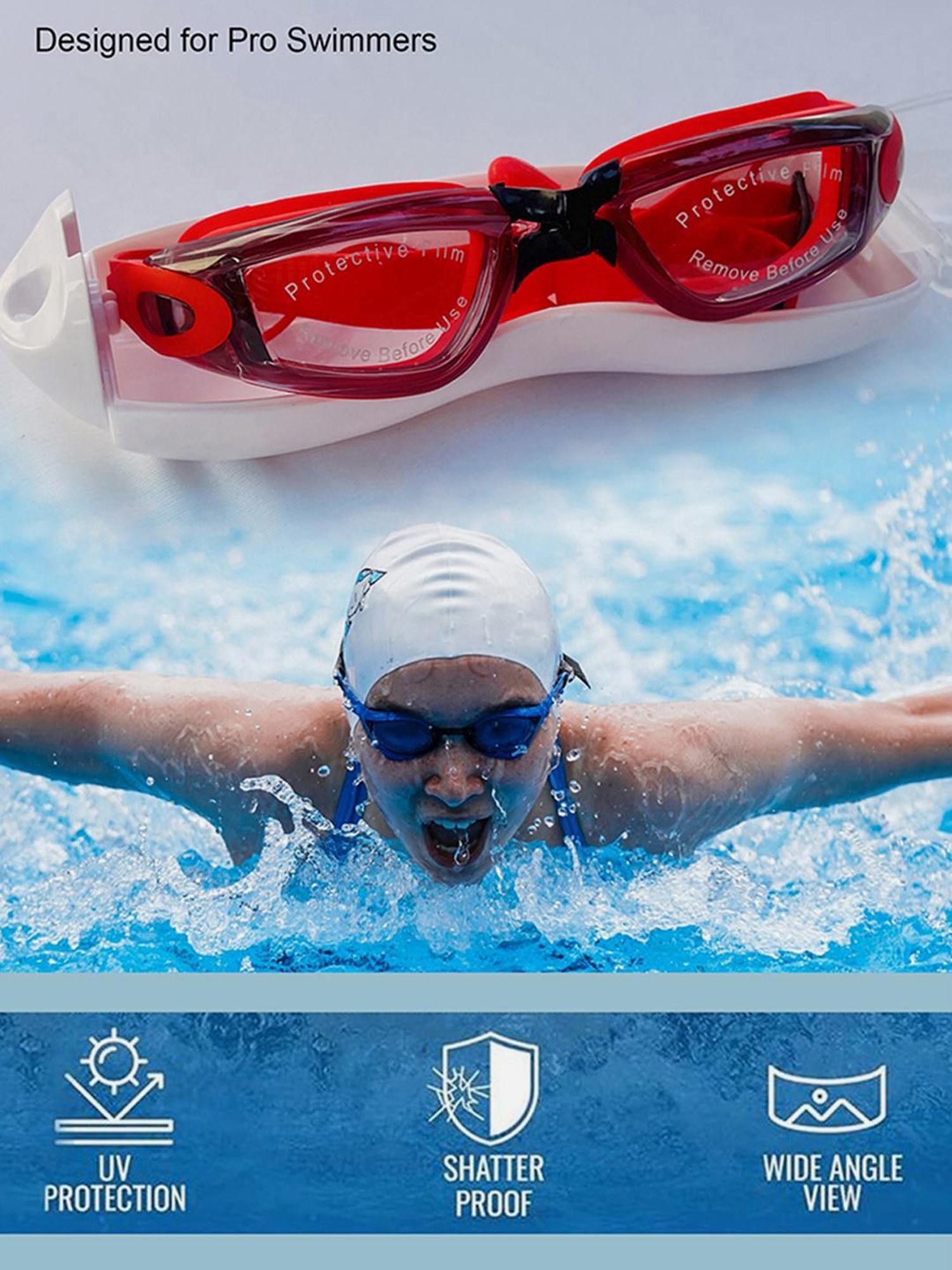 Speedo Unisex Adult Aquapulse Pro Mirror-Lens Swim Goggles (Grey)