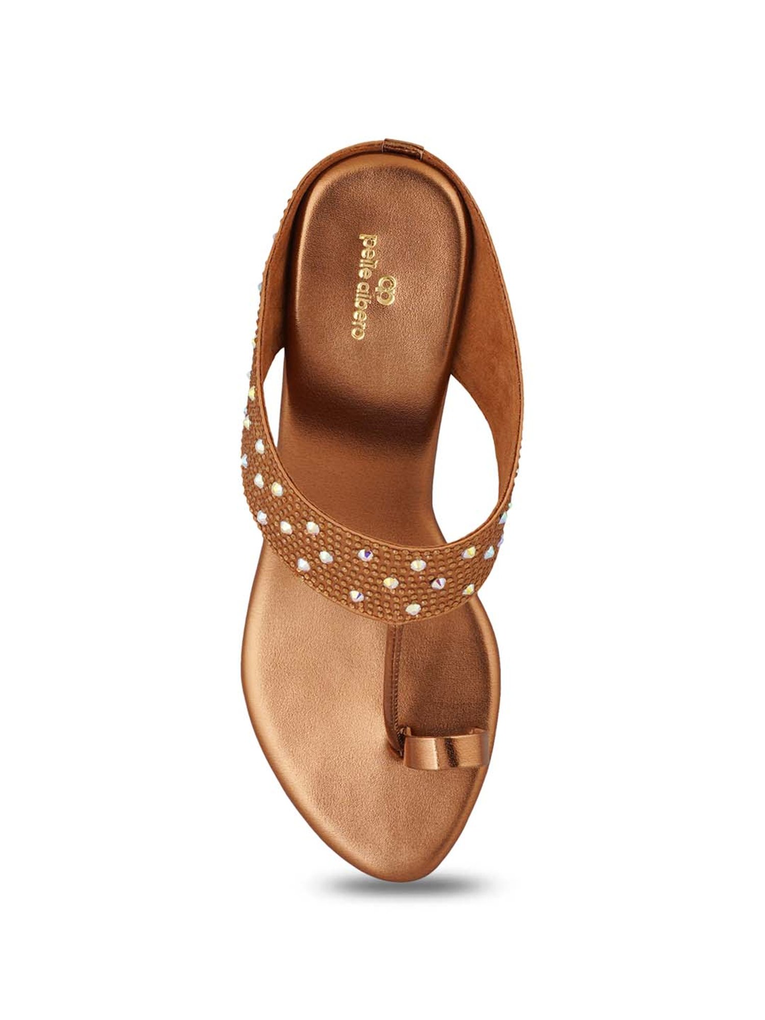 Pelle Albero Women's Antique Gold Toe Ring Sandals