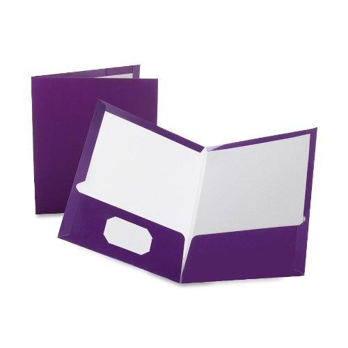 Oxford High Gloss Laminated Paperboard Folder 100-Sheet Capacity Purple 25/Box