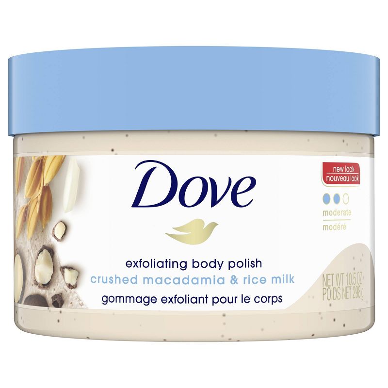 Dove Crushed Macadamia & Rice Milk Exfoliating Body Polish Scrub - 10.5oz