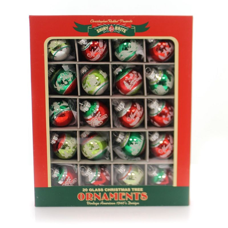 Christopher Radko 1.25" Holiday Splendor Flocked Rounds Shiny Brite  -  Ornament Sets