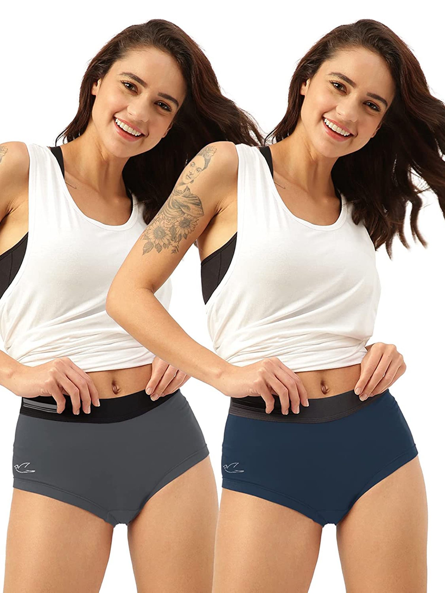Freecultr Grey & Blue Hipster Panty - Pack of 2