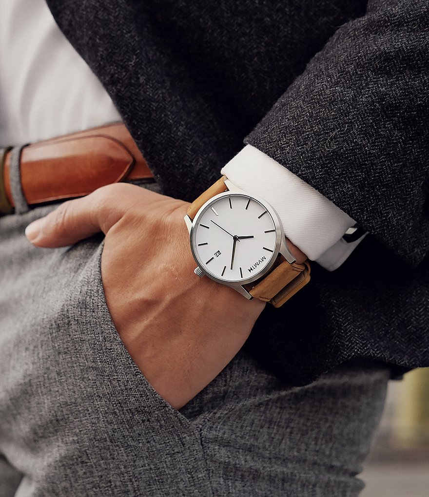 MVMT Men's Classic Collection Tan Quartz Analog Leather Strap Watch