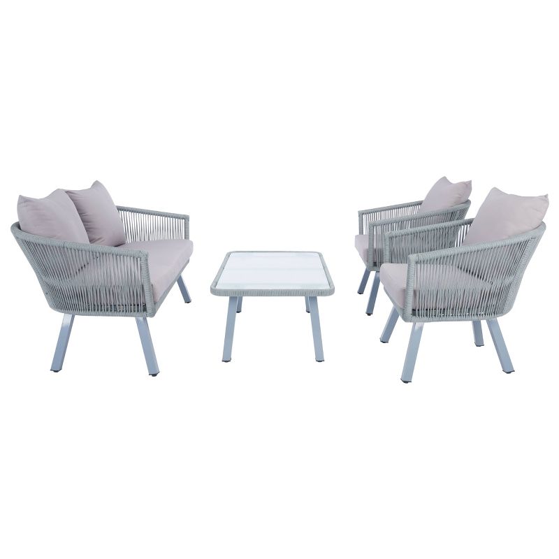 Belmi 4pc Rope Living Set - Gray - Safavieh