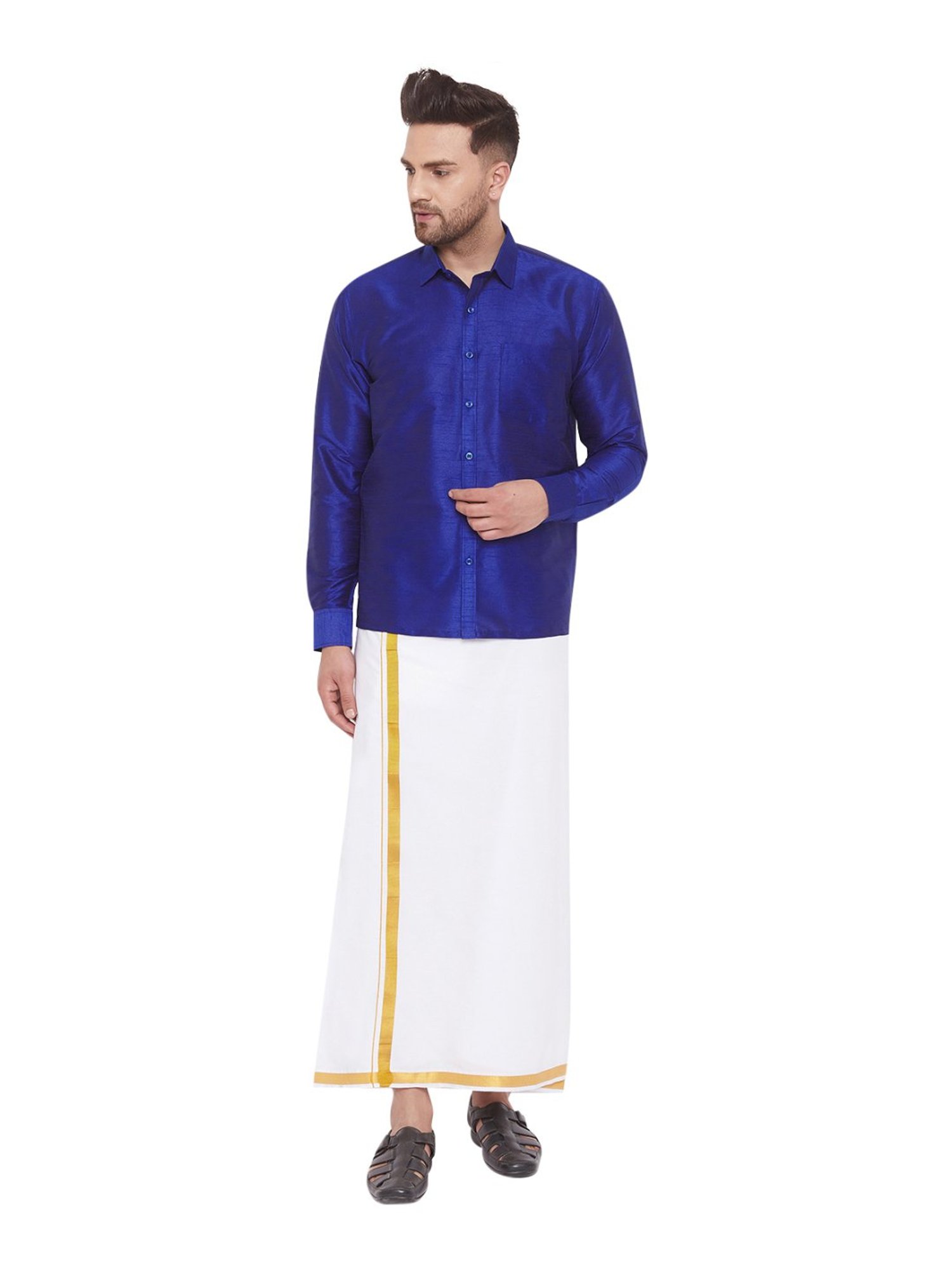 Vastramay White Cotton Straight Fit Embroidery Ethnic Suits