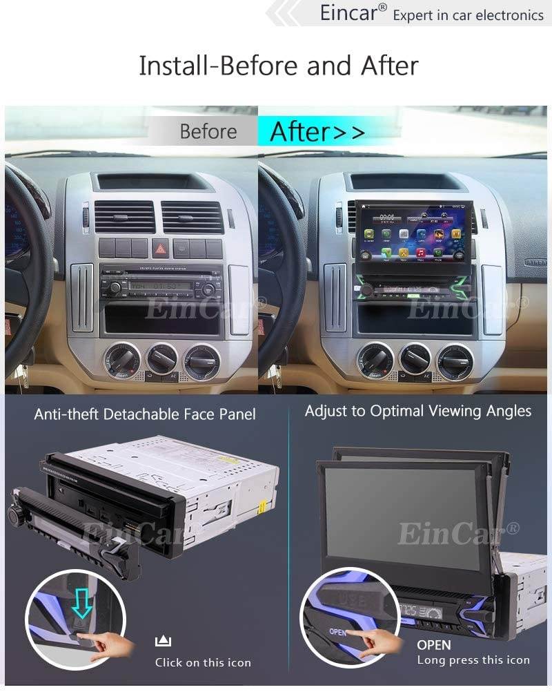 EINCAR Android 10.0 Single Din Car Stereo with Bluetooth 7 Inch Touchscreen in-Dash Head Unit,Video Player,GPS Navigation Receiver,with AM FM,USB,Mirror Link,Backup Camera Input(1G RAM+32G ROM)