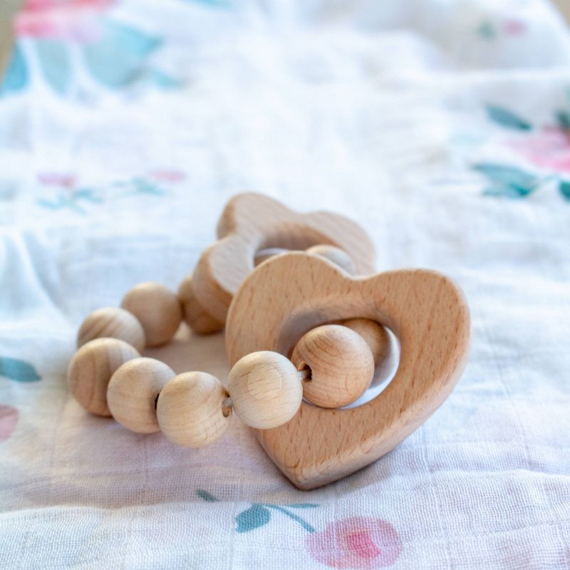 Bebe au Lait Wooden Teethers - Heart Flower