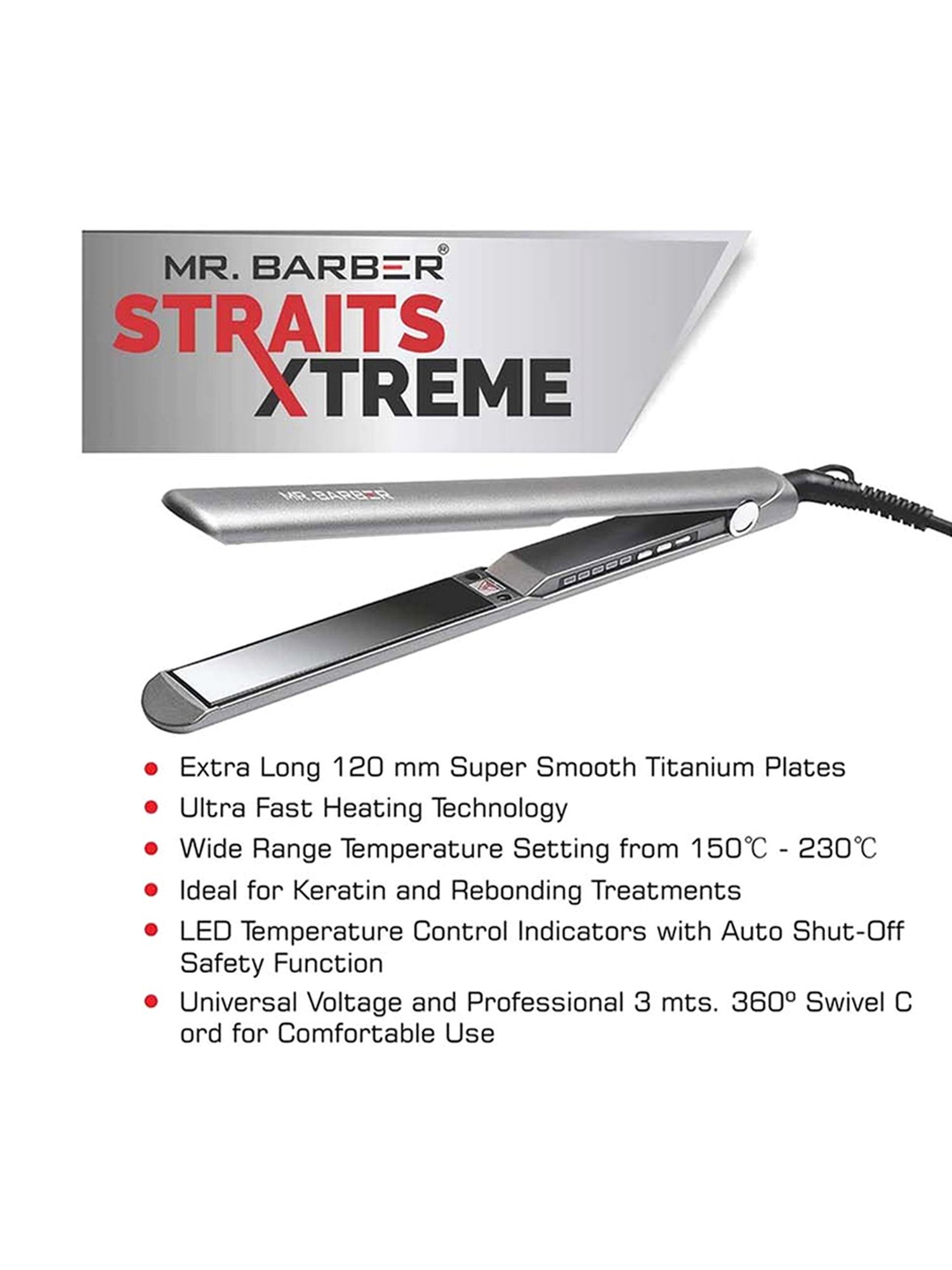 Mr. Barber Straight Xtreme MB-SXT Hair Straightener (Silver)