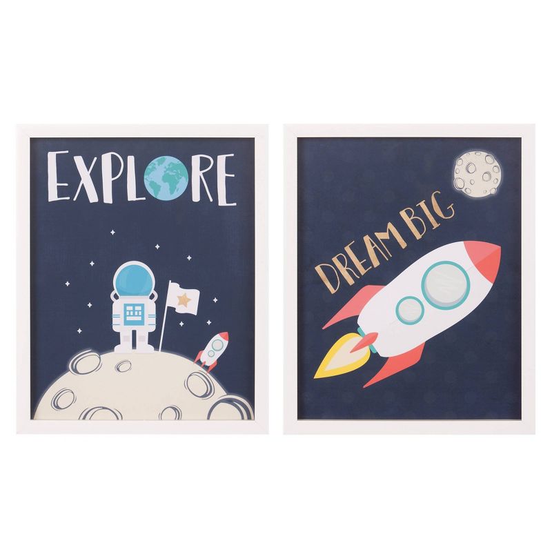2pc 18"x22" Dream Big & Explore Space Ship Framed Wall Art Print Set - Nielsen Bainbridge
