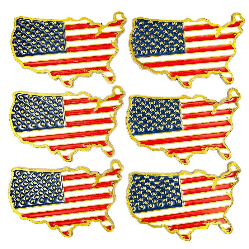 Juvale 6-Pack American USA Flag Souvenir Magnets for Refrigerator Fridge Locker, 3 x 1.5 in