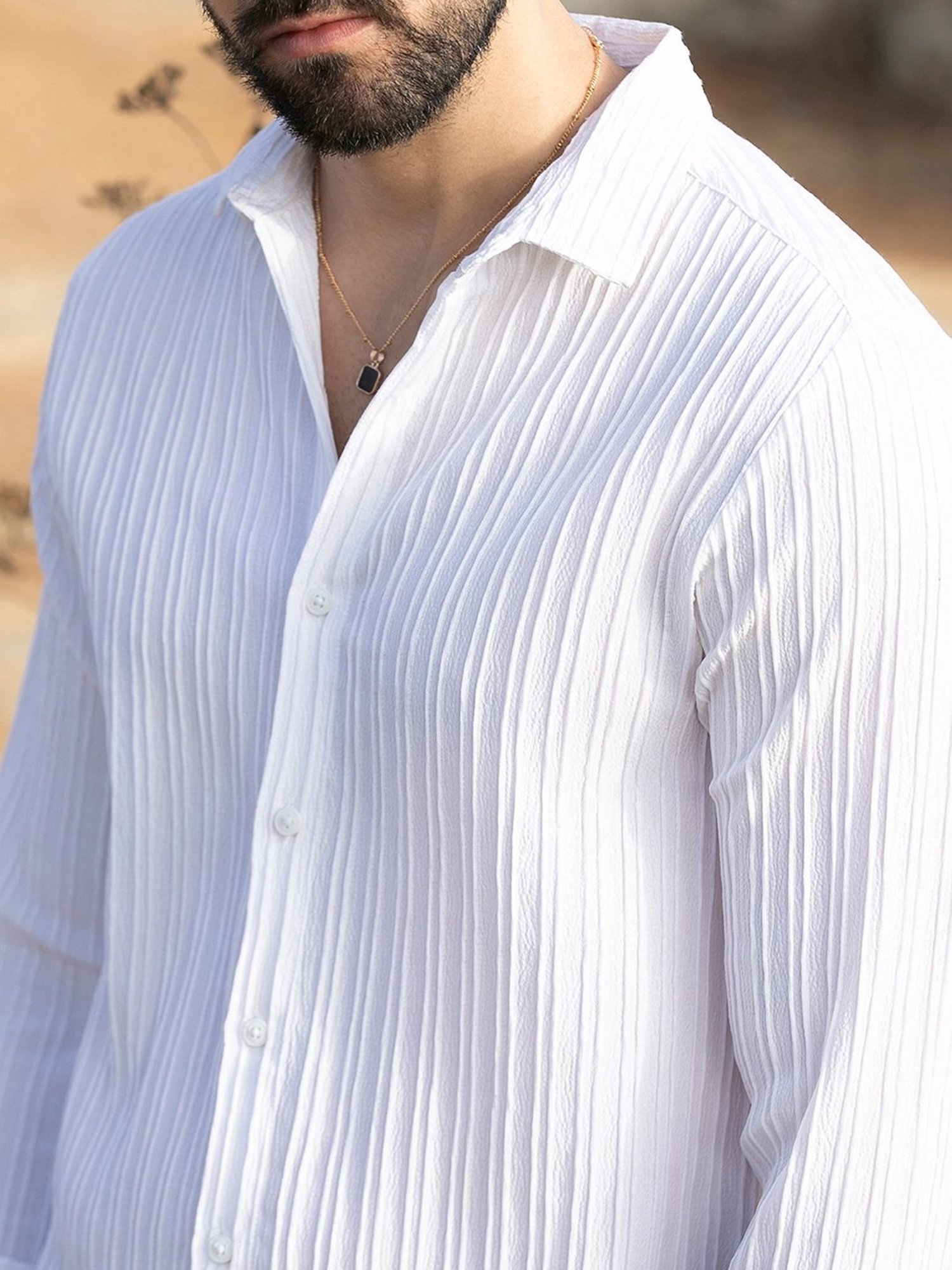 Campus Sutra White Regular Fit Self Pattern Shirt