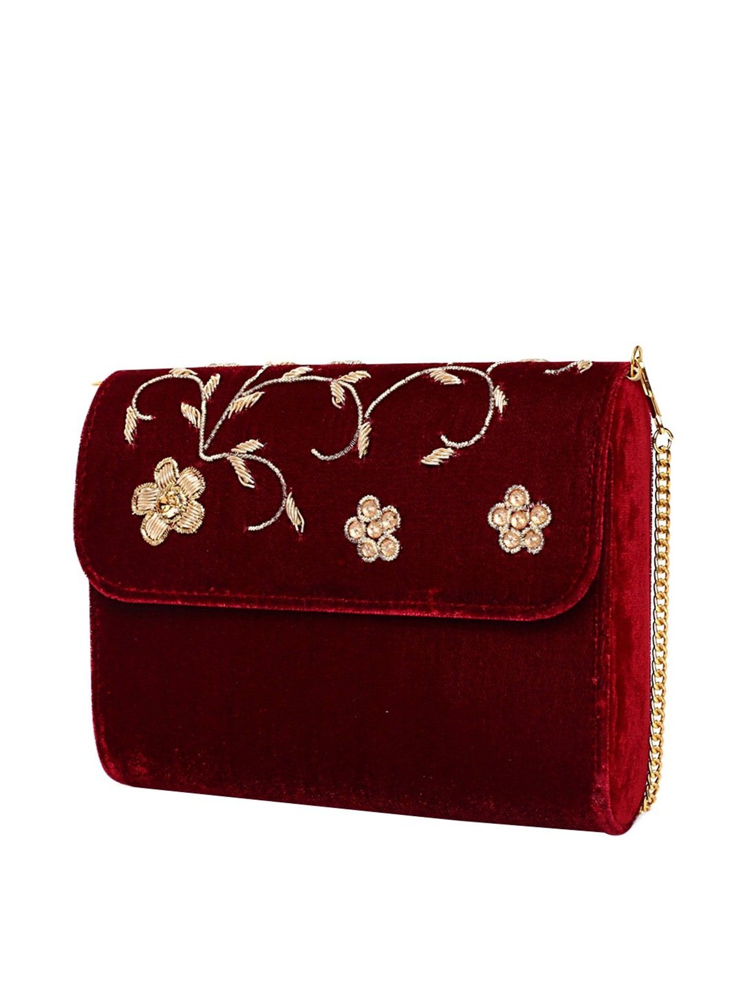 Tarini Nirula Maroon Velvet Clutch